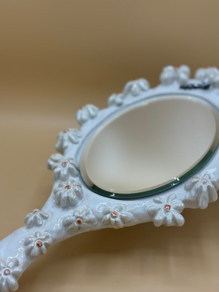 Mirror: White Luster Flower *Large* ~SOLD~